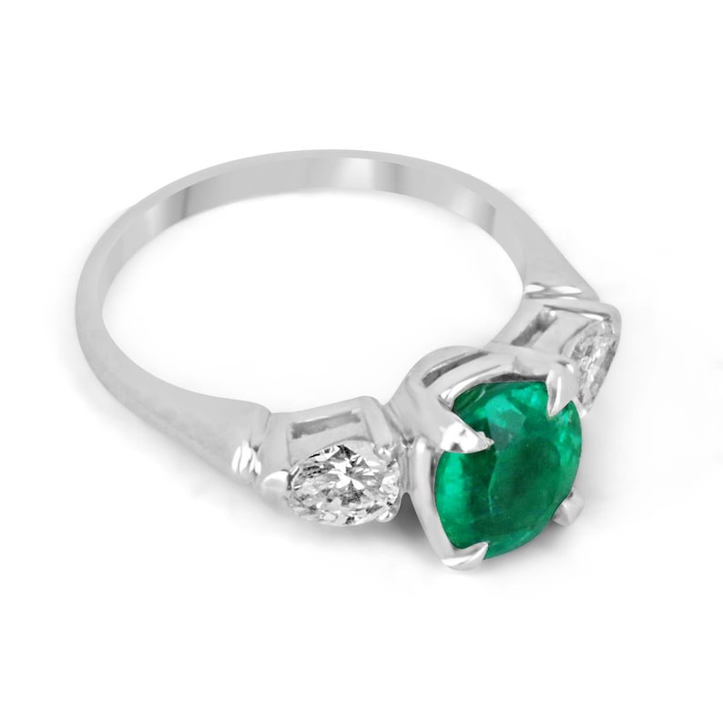 2.18tcw Plat Vivid Dark Rich Green Fine Quality Emerald Engagement Ring