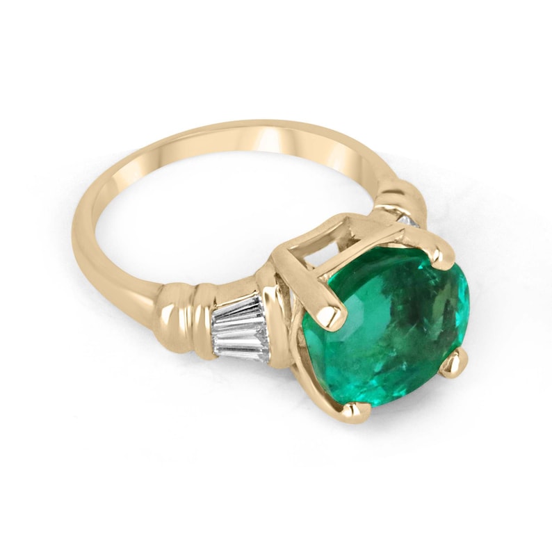 5.22tcw 18K AAA Cushion Cut Emerald Ring