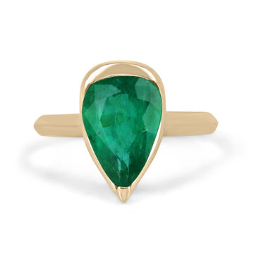 Emerald Pear Cut Solitaire Gold Ring