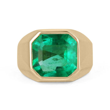 Emerald Solitaire Signet Men's Ring