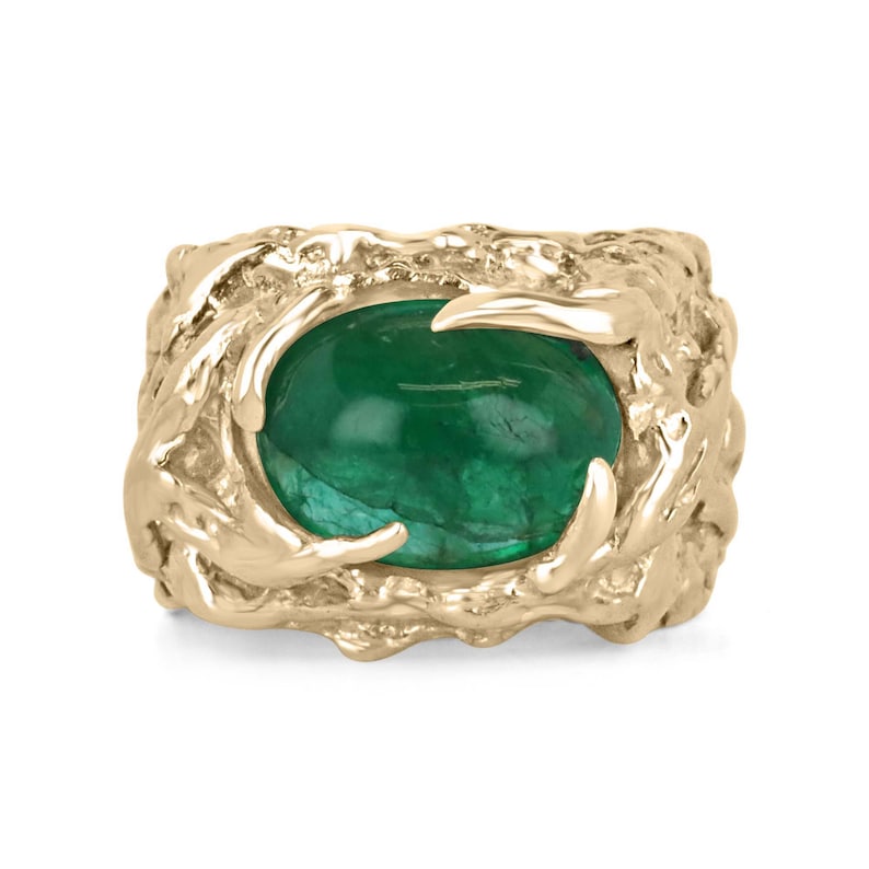 Cabochon Emerald Men's Pinky Ring