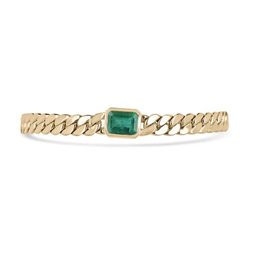14K Gold Men's Bracelet with 2.80ct Natural East to West Emerald Cut Solitaire