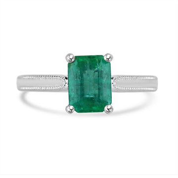1.95ct White Gold Emerald Solitaire: Timeless Elegance in 14K