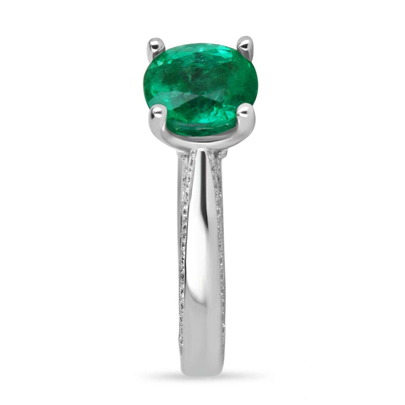 2.44tcw 18K White Gold AAA Emerald Engagement Ring