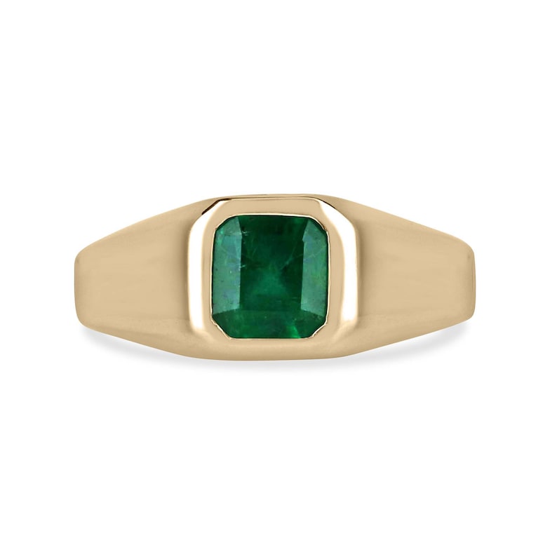 Asscher Cut Unisex Emerald Solitaire Men's Ring