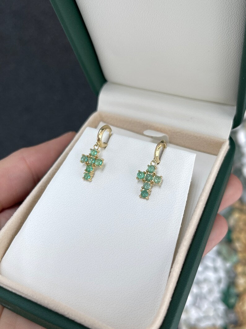 Light Green Emerald Cross Earrings