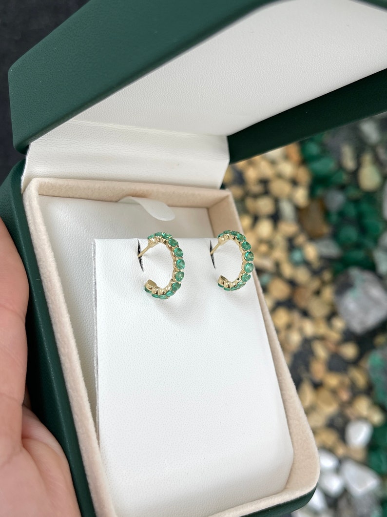 585 Gold May Emerald Birthday Earring