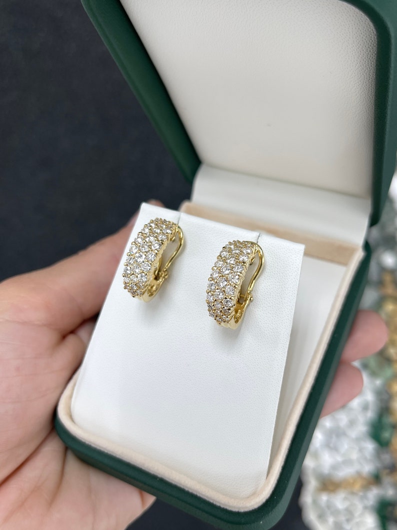 18K Yellow Gold Statement Earrings with 2.10 Total Carat Weight Diamond Clusters