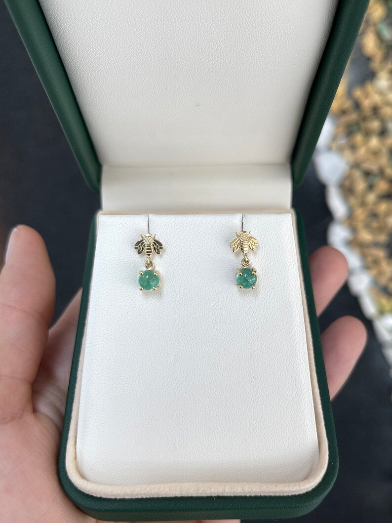 4 Prong Emerald Dangle Earring