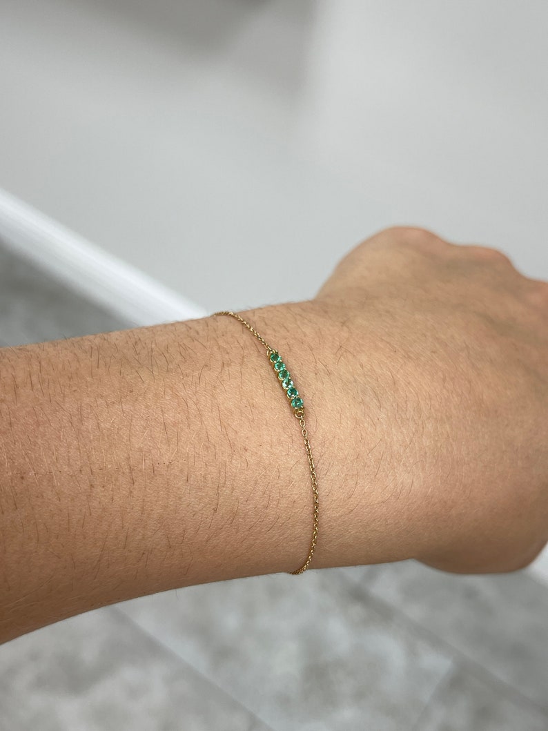 14K Gold Emerald May Gift Bracelet