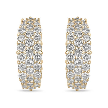 18K Yellow Gold Omega Back Earrings with 2.10 Total Carat Weight F-H Color Diamonds