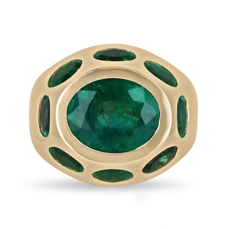 Emerald Statement 9 Stone Ring