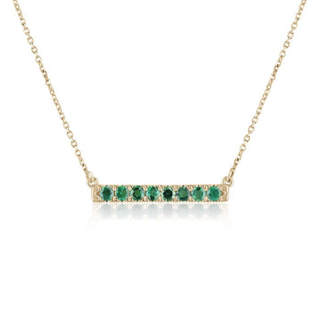 East to West Emerald Minimalist Necklace