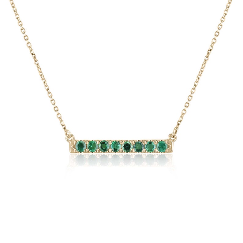 East to West Emerald Minimalist Necklace