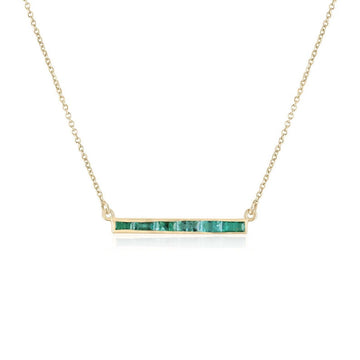 Cable Chain Baguette Cut Emerald Necklace