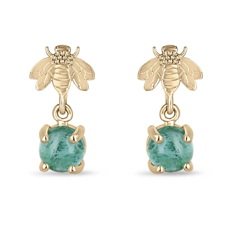 Emerald Bumblebee Bee Dangle Earring