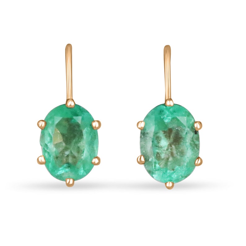 Elegant 14K Rose Gold Earrings with 3.0tcw Oval Cut Colombian Emeralds