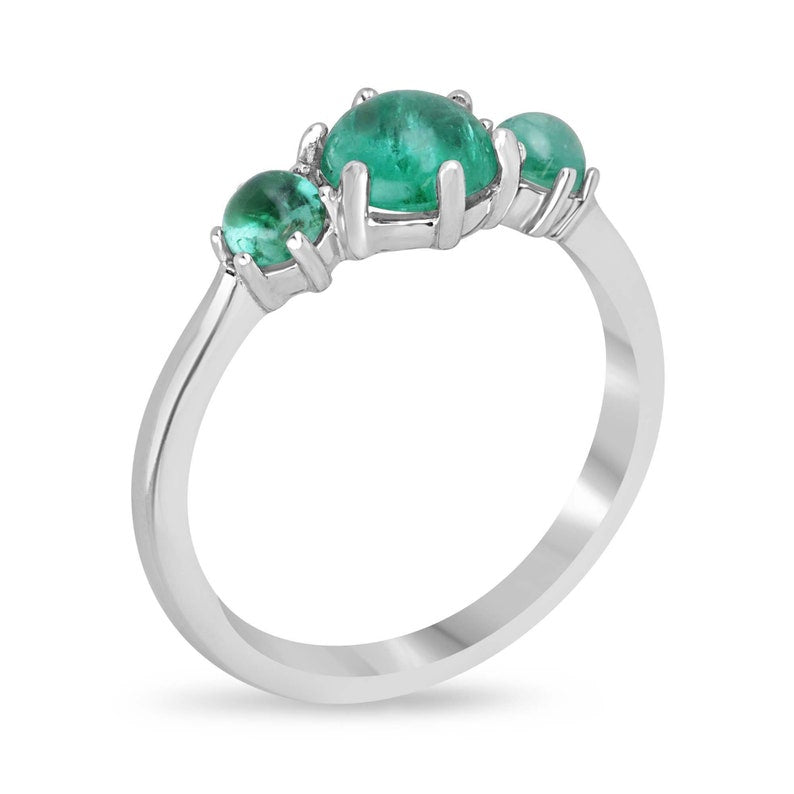 Elegant 14K Gold Emerald Trilogy Ring with 30 Carats Total Weight