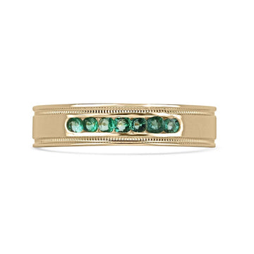 14K Gold Ring with Medium Green Round Cut Emerald - 0.40 Total Carat Weight