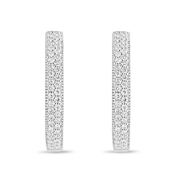 Elegant Hoop Earrings with 0.80 Total Carat Weight Diamonds in 14K White Gold