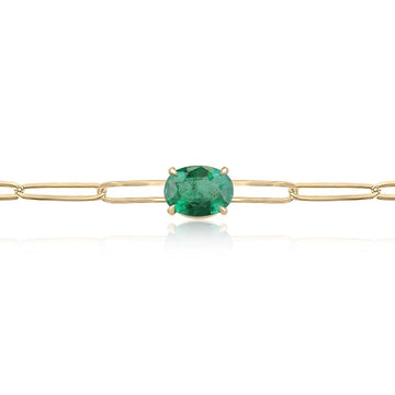 14K Oval Emerald Bracelet: 2.65ct Natural Solitaire in Lush Medium Dark Green