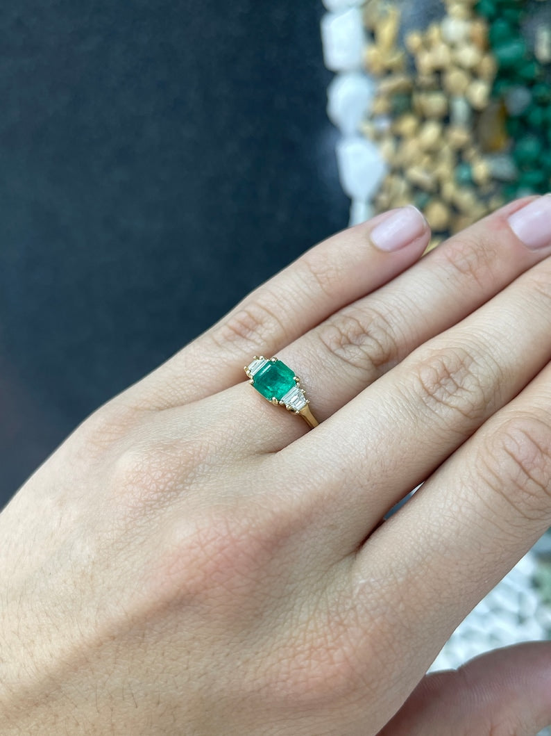 1.95tcw 18K Gold 5 Stone Classic Emerald & Diamond Engagement Ring - JR Colombian Emeralds