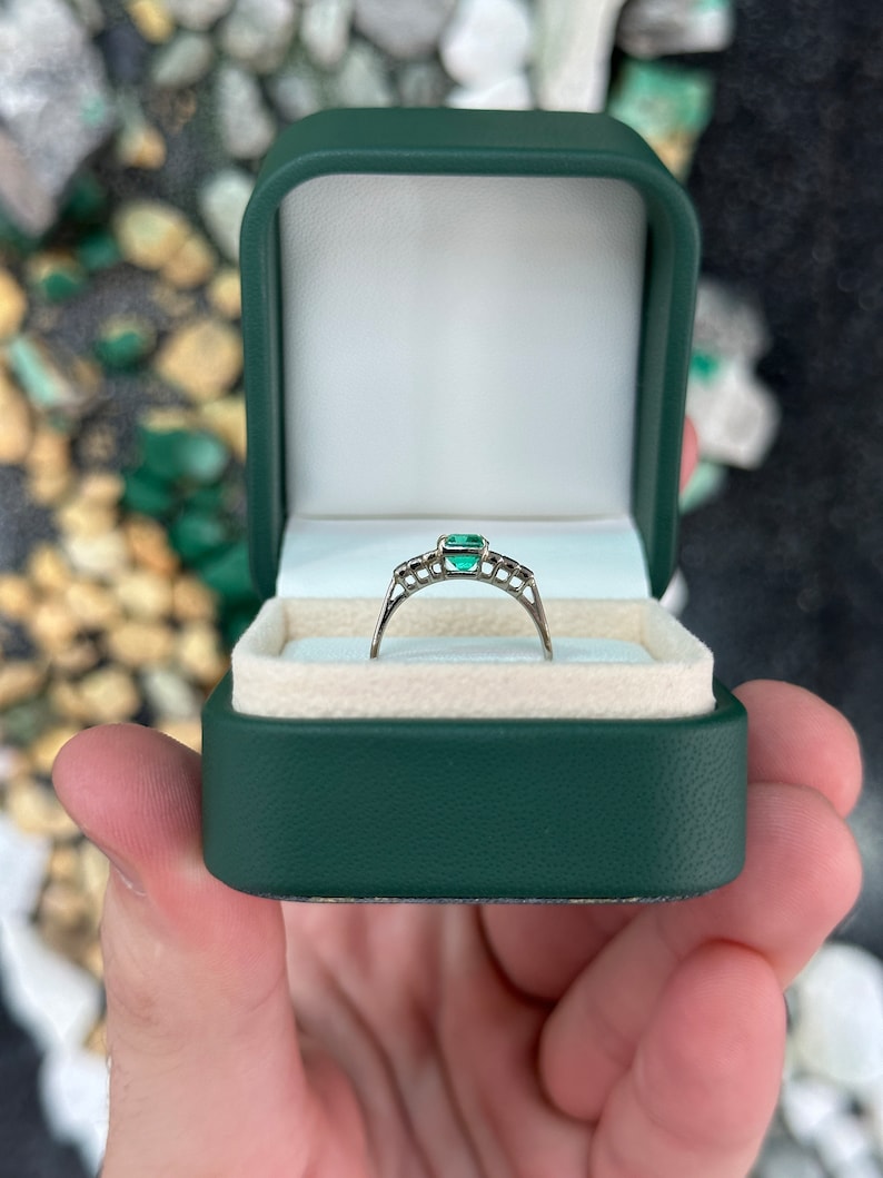 2.03tcw 18K Gold 7 Stone Classic 950 Emerald & Diamond Engagement Ring