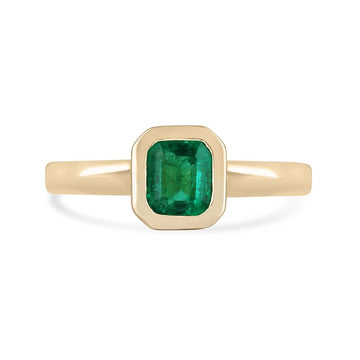 Stunning 18K Gold Emerald Engagement Ring with 0.65 Carat AAA-Grade Vivid Green Gem