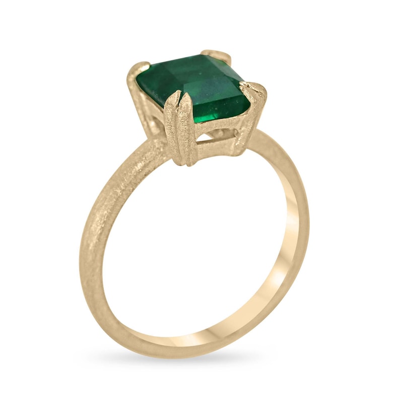 Gorgeous 2.68 Carat AAA Emerald Cut Solitaire Ring in 18K Gold - Double Claw Prong Setting