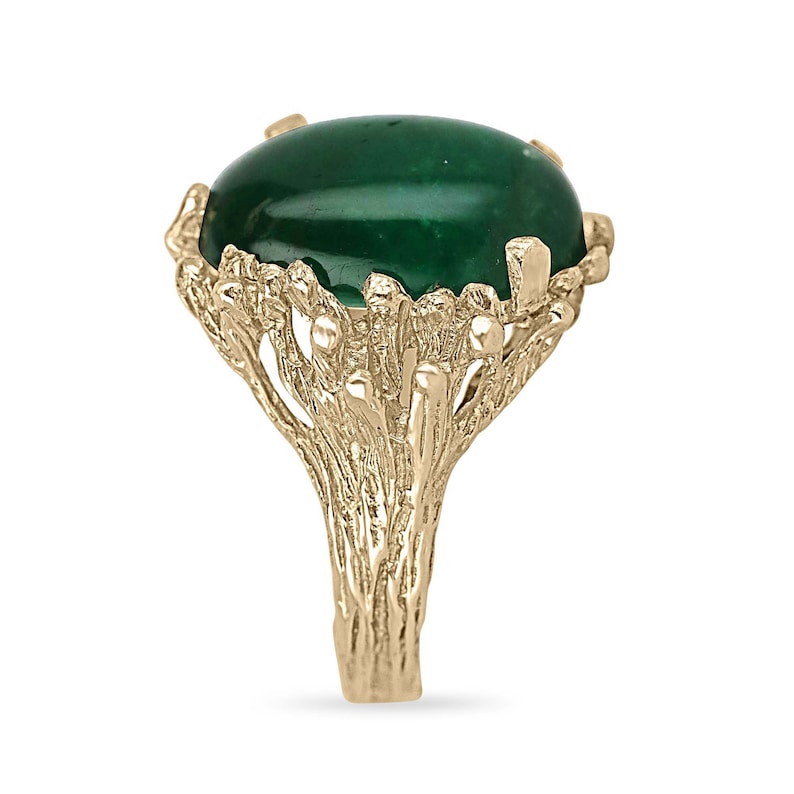 Luxurious Zambian Emerald Solitaire Statement Ring in 14K Gold