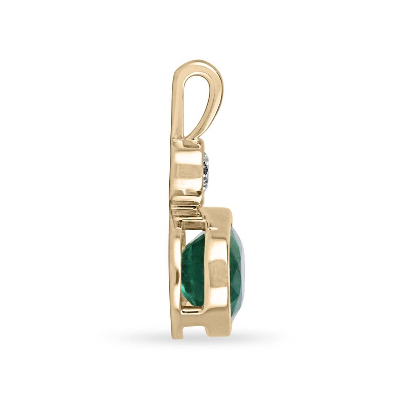 Elegant 14K Jewelry Featuring 3.70tcw Oval Emerald and Round Diamond Pendant