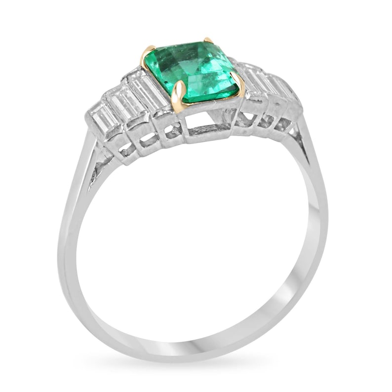 Luxurious 18K Gold 7 Stone 950 Classic Engagement Ring Featuring 2.03tcw Emerald & Diamond