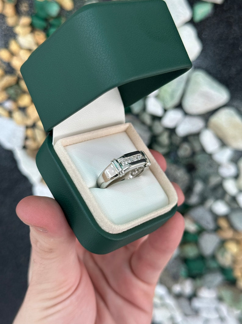 0.50tcw Natural Princess Cut Diamond Anniversary Band In Platinum - JR Colombian Emeralds