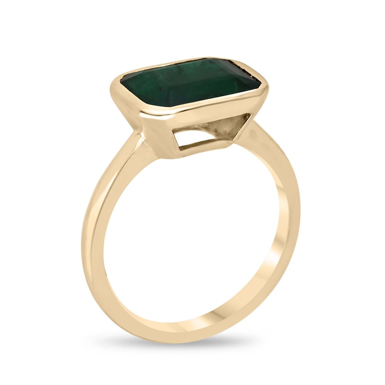 2.90cts Emerald Solitaire Ring in 14K Gold - Right Hand Jewelry with East to West Design