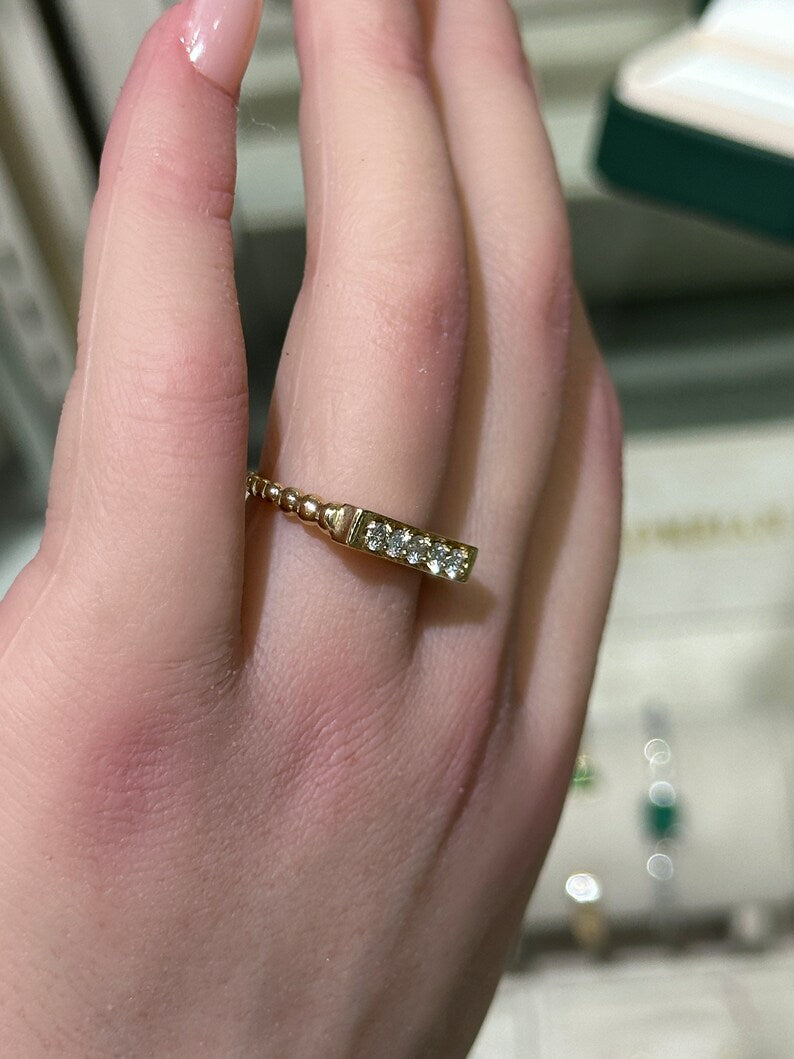 Versatile Stacking Ring: 0.25 Carat Diamonds in 14K Gold Bar Band Design