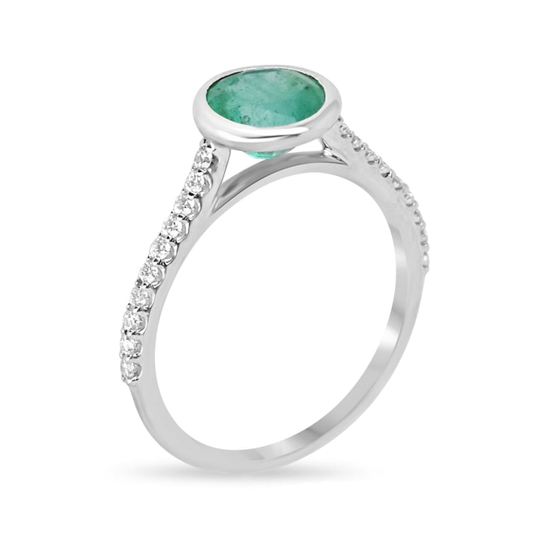 Stunning 14K Gold Ring Featuring 1.60tcw Natural Medium Dark Green Emerald Cut and Diamond Accents