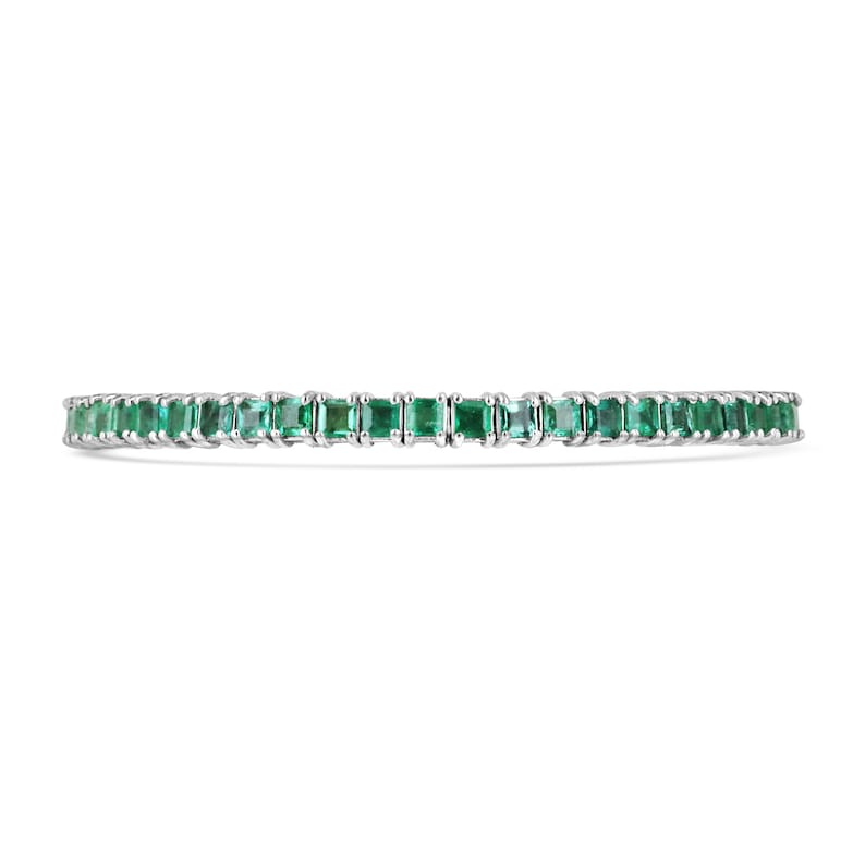 14K White Gold Tennis Bracelet with 7.0tcw Genuine Green Emeralds