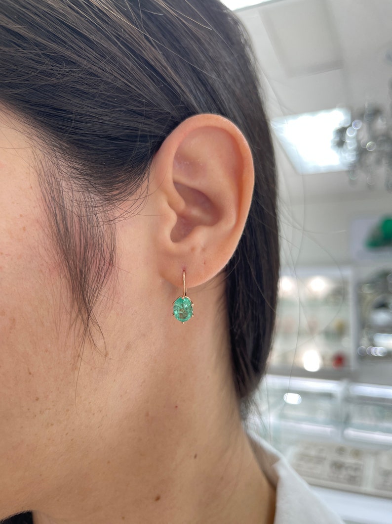 Luxurious Colombian Emerald Earrings in Rose Gold Setting