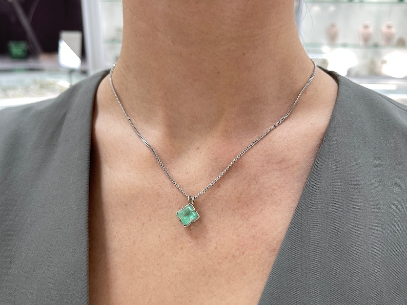 Captivating Split Bale Pendant: 3.32ct Natural Emerald in Sterling Silver Setting