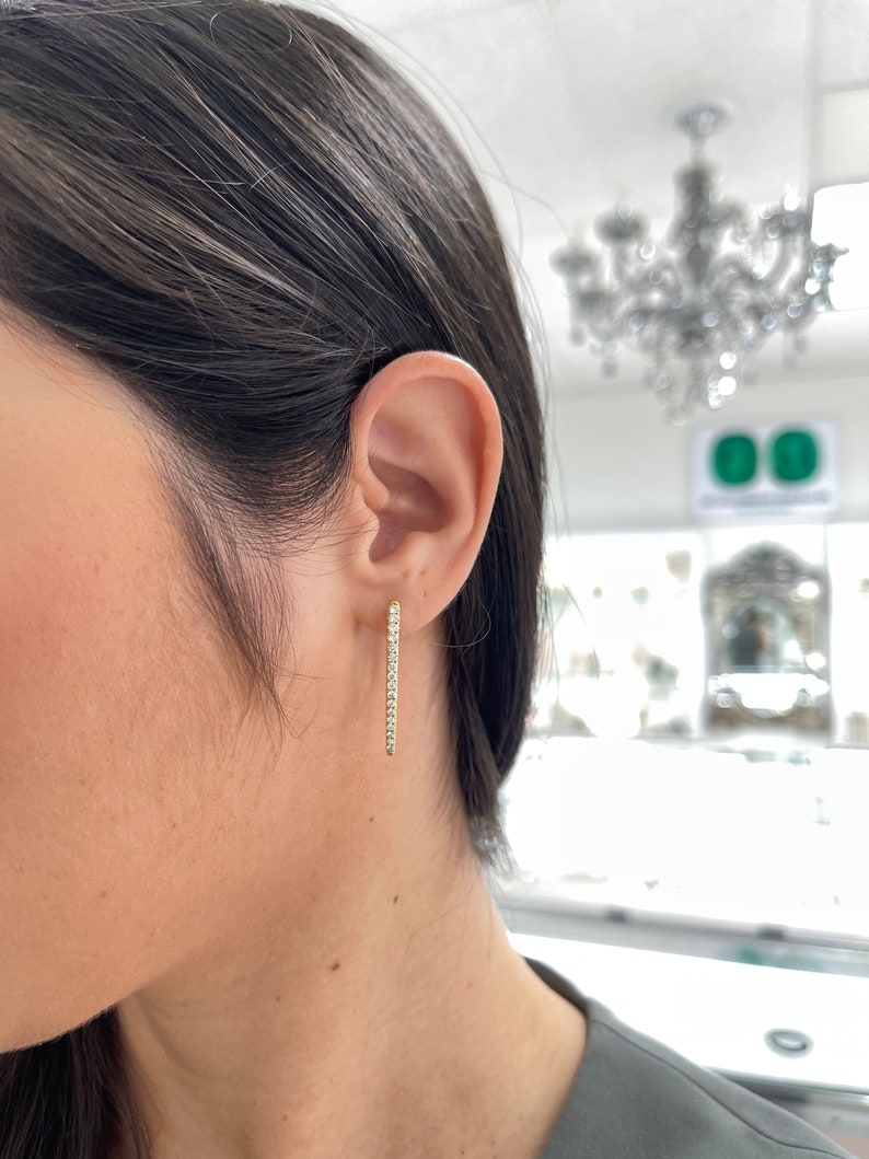 Stunning Drop Hoop Earrings with Round Cut Diamonds and Emeralds