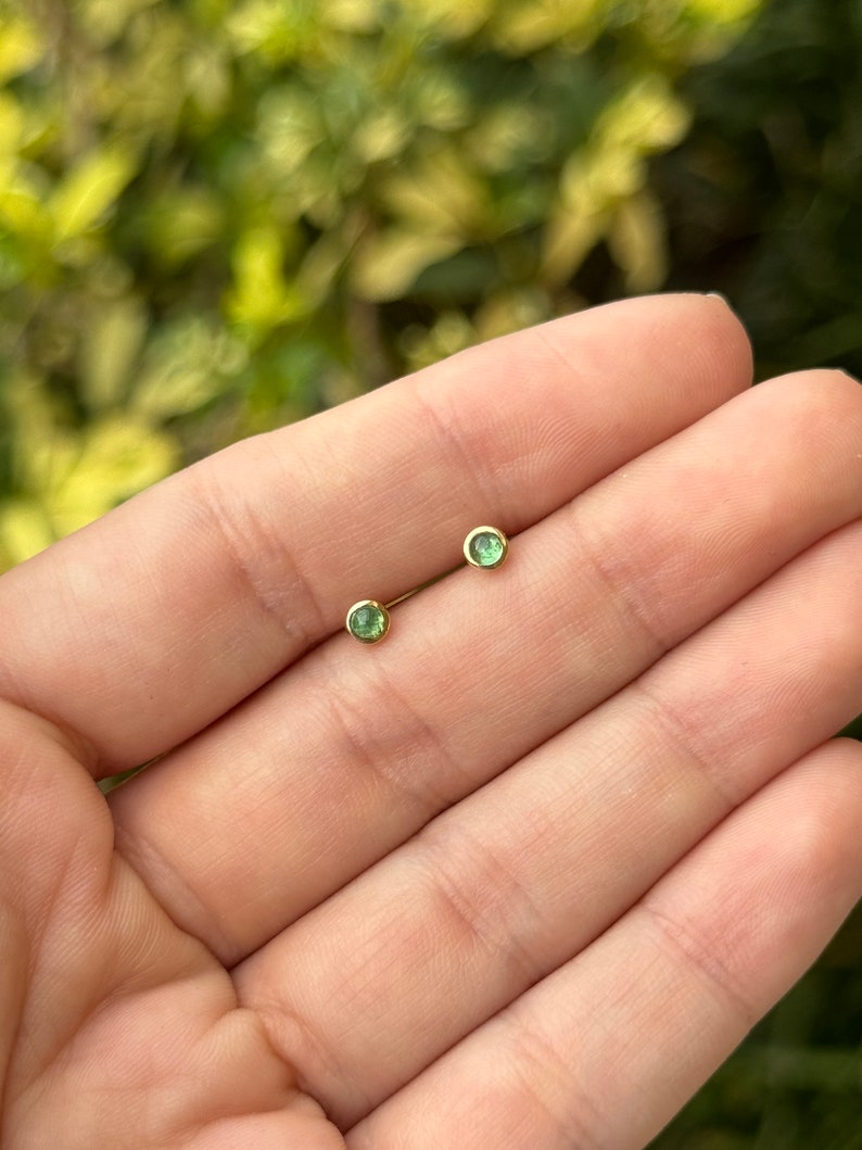 Stylish Petite Baby Emerald Stud Earrings: Natural Lush Green, 0.20tcw