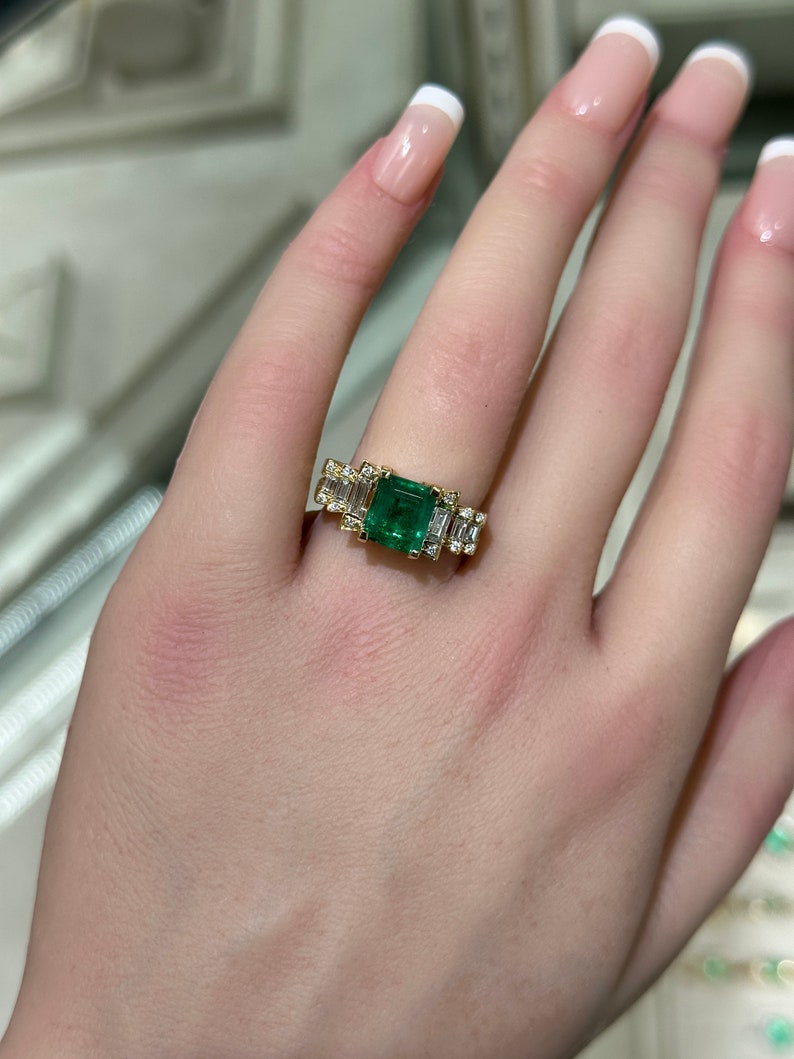 Captivating 18K Gold Ring Embellished with 3.57tcw Emerald & Diamond Accents for Engagement