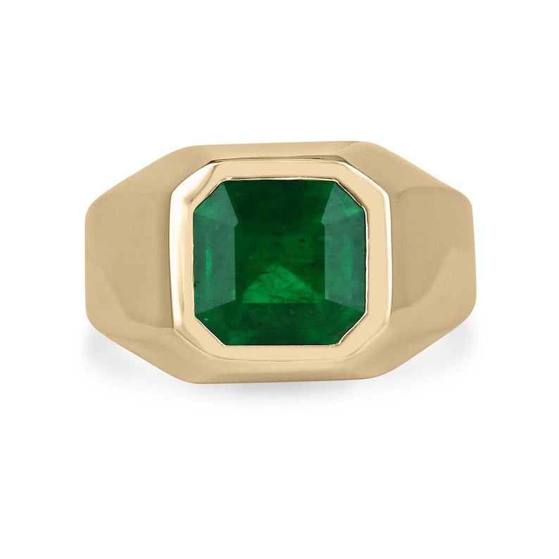 Captivating 3.60ct 18K Emerald Asscher Cut Ring: Unisex Statement Piece