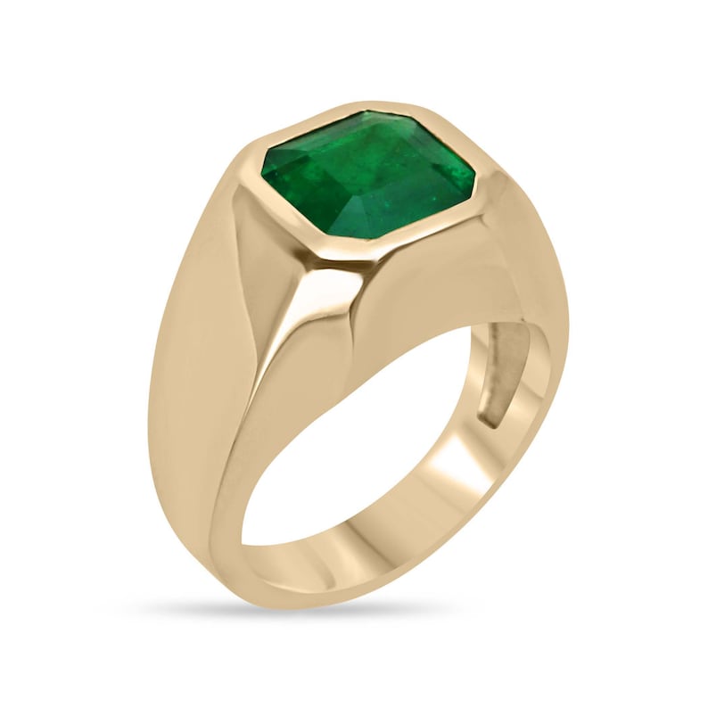 Stunning 3.60ct Emerald Asscher Cut: Fine Quality Men's Ring