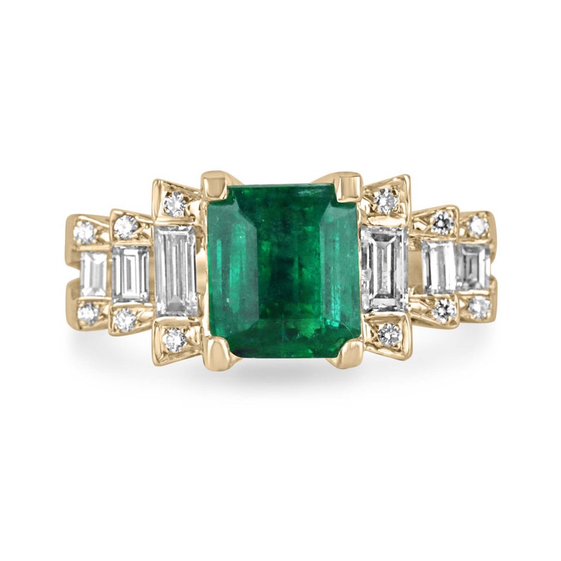 Engagement Ring with 3.57 Total Carat Weight, 18K Gold, and Stunning Emerald & Diamond Accents