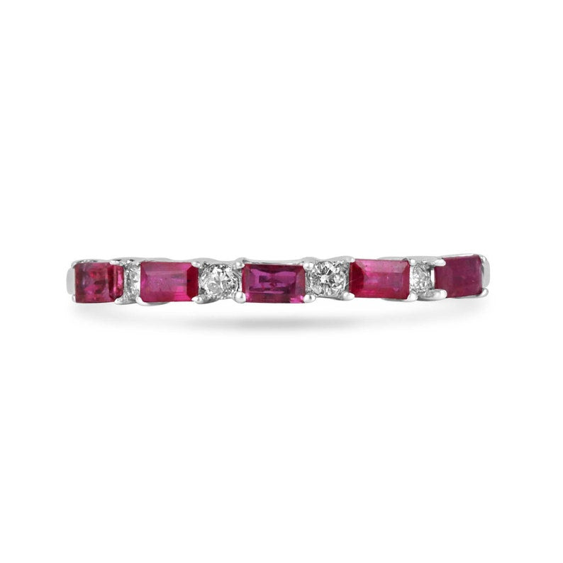 Stunning 14K White Gold Ring with 0.42tcw Ruby & Diamond Accents