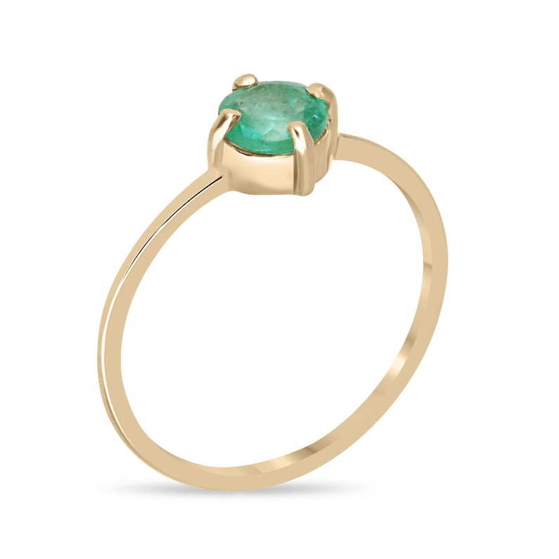 Medium Green Emerald Ring: Classic 14K Gold Solitaire Style