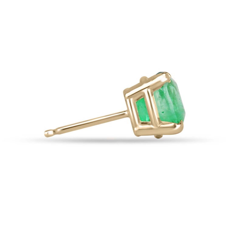 Rich Green Emerald Stud Earrings: 2.41tcw 14K Gold Setting