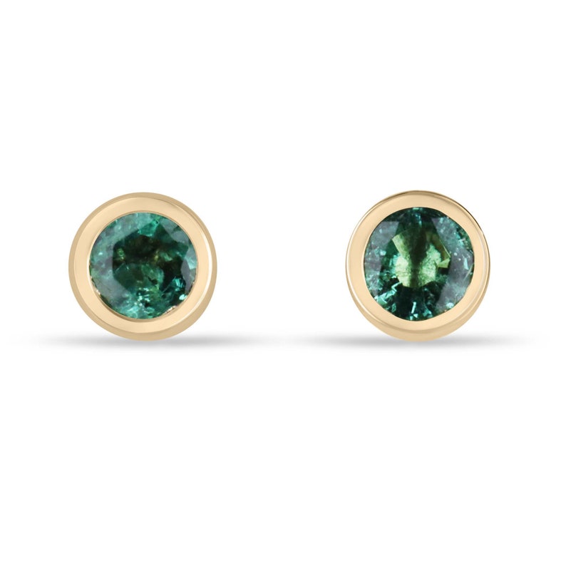 Elegant 14K Gold Baby Emerald Studs with 0.50tcw: Medium Green Round Cut Beauty