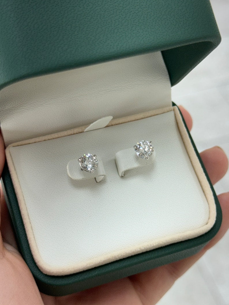 2.0tcw 14K Brilliant Round Cut Diamond Studs High-Quality Lab Grown Diamond Stud Earrings - JR Colombian Emeralds